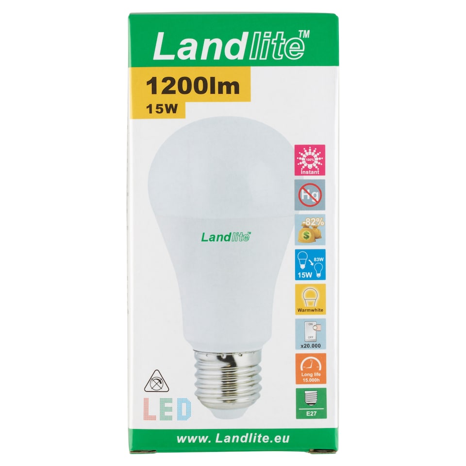 image 1 of Landlite A60 1200 lm 15 W E27 3000K LED Lamp