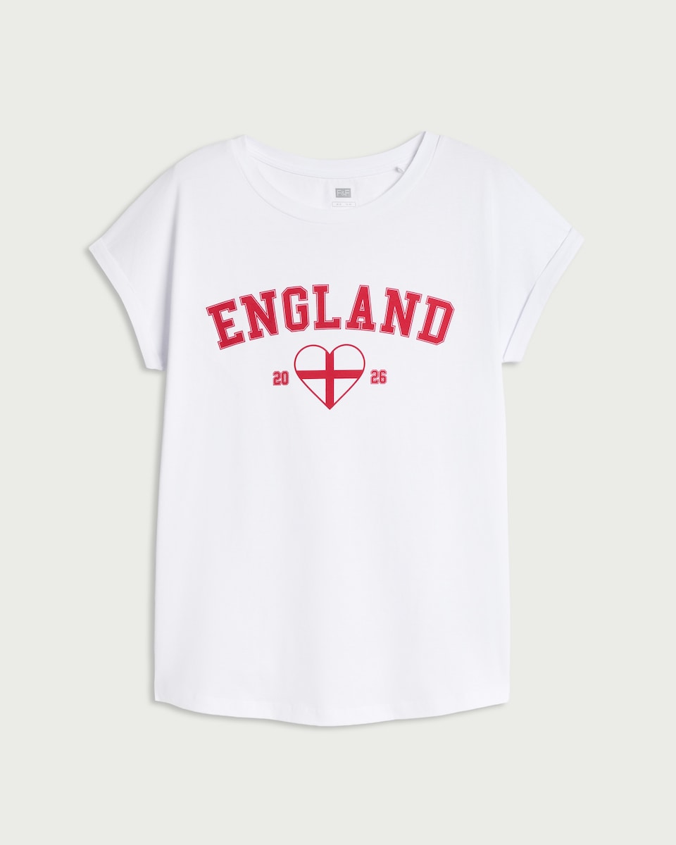 image 1 of F&F Pure Cotton England T-Shirt in White