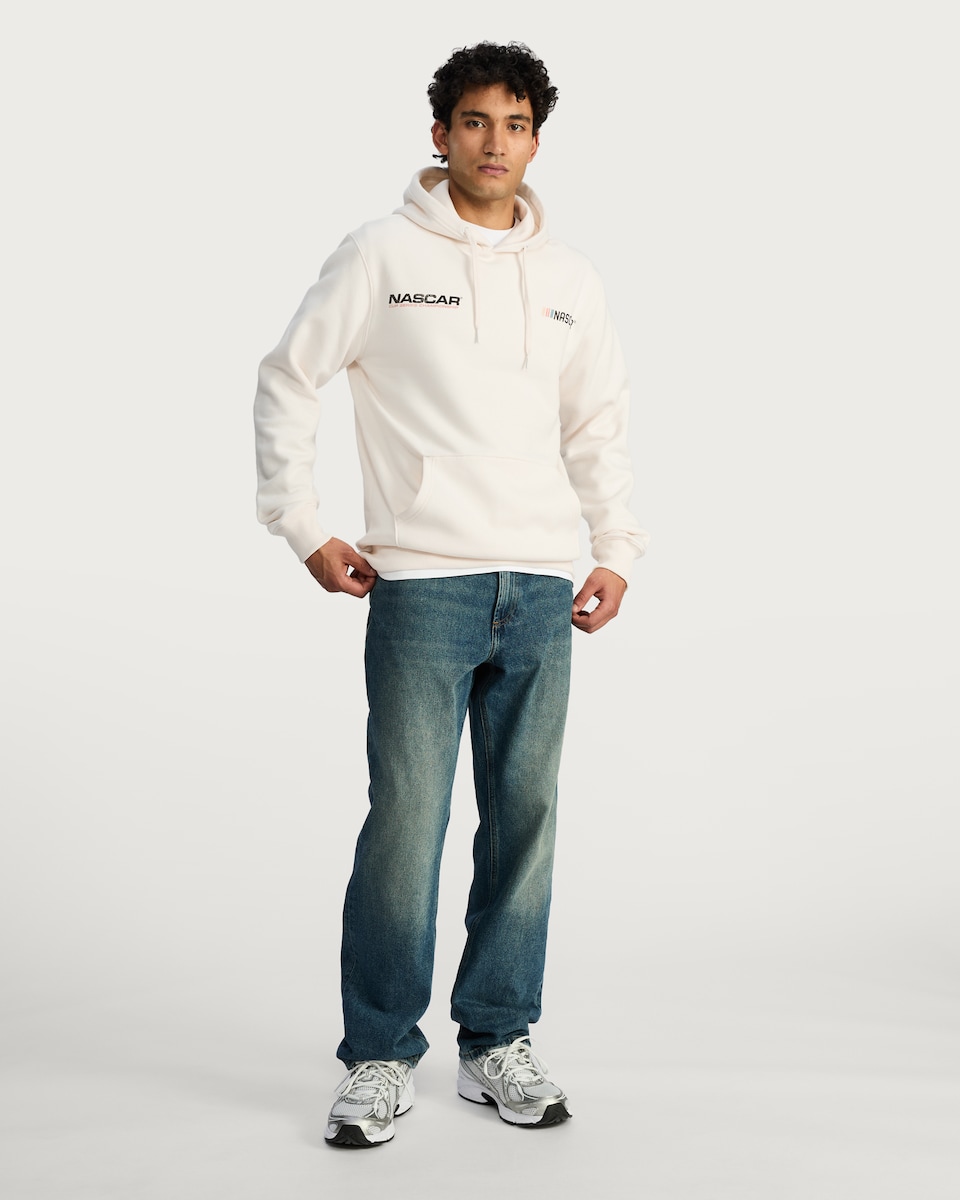 image 1 of NASCAR Slogan Car Print Hoodie in Cream