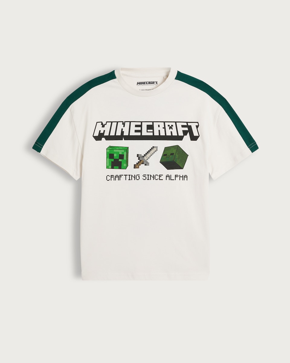 image 1 of Minecraft Pure Cotton Crafting Since Alpha Slogan T-Shirt in White