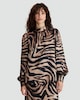 image 2 of F&F Satin Zebra Print Tie Neck Blouse in Multi Brown