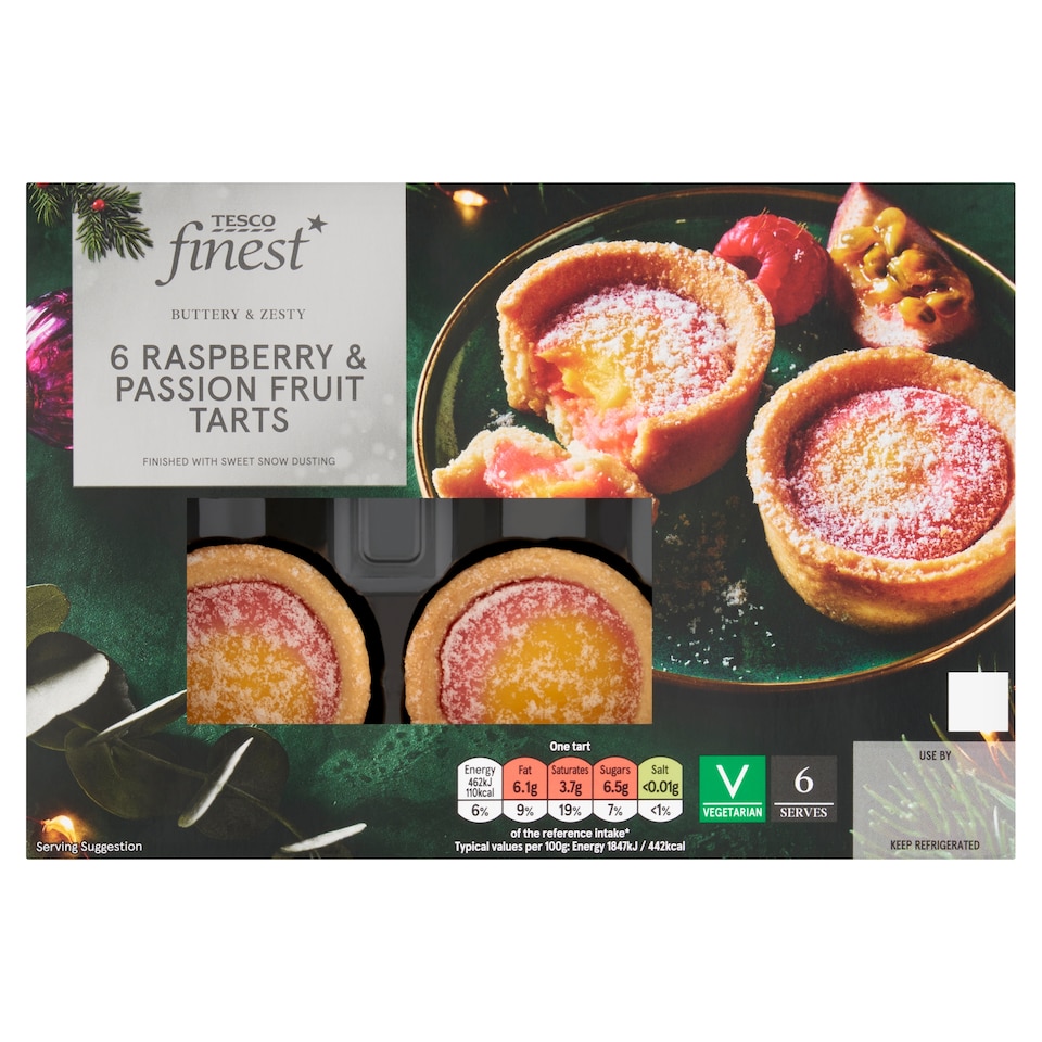 Tesco Finest 6pk Passionfruit Raspberry Mini Tarts 150g