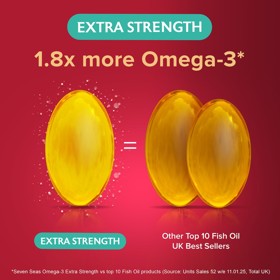 image 1 of Seven Seas Omega-3 Extra Strength Fish Oil Capsules with Vitamin D - 30s