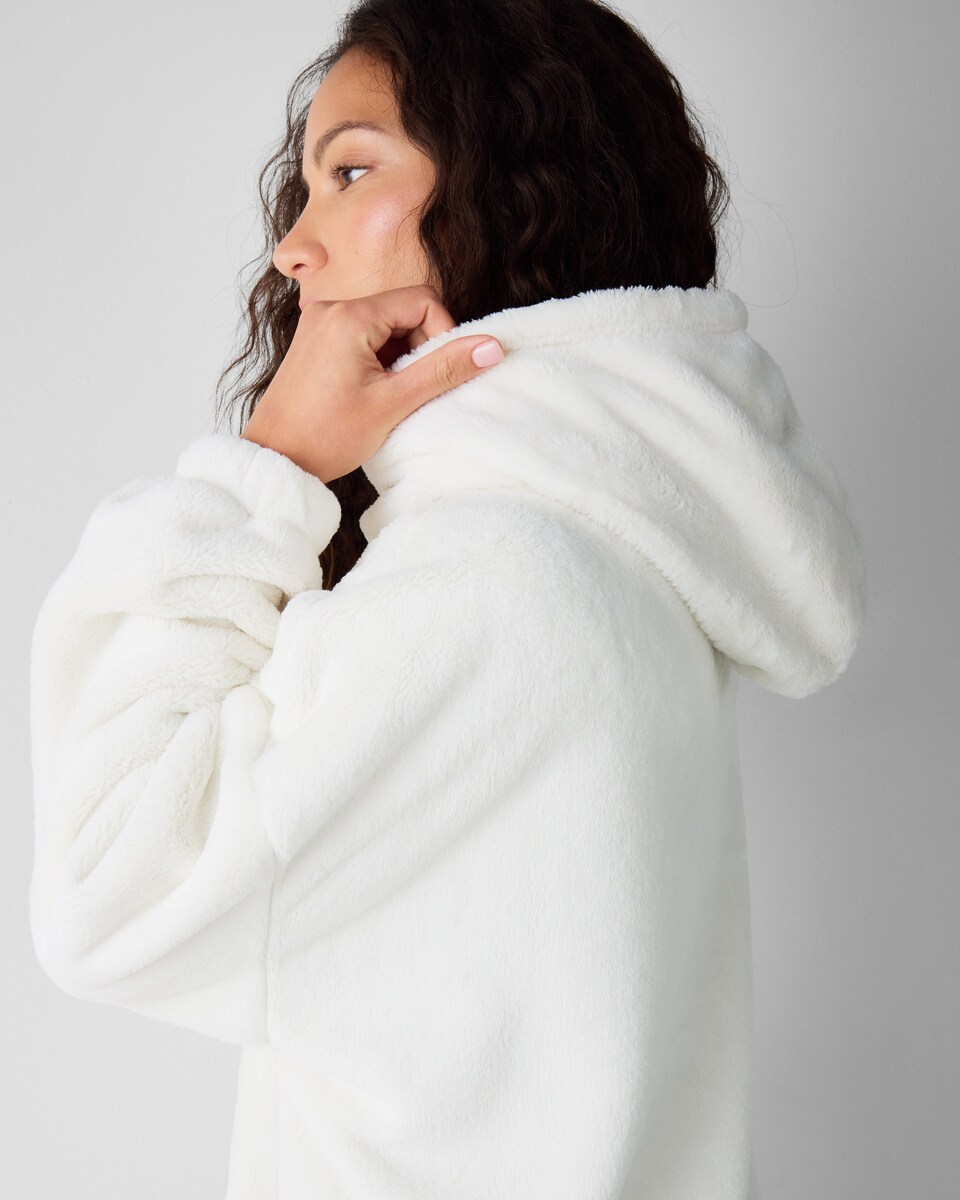 image 1 of F&F Fleece Teddy Hoodie in Cream