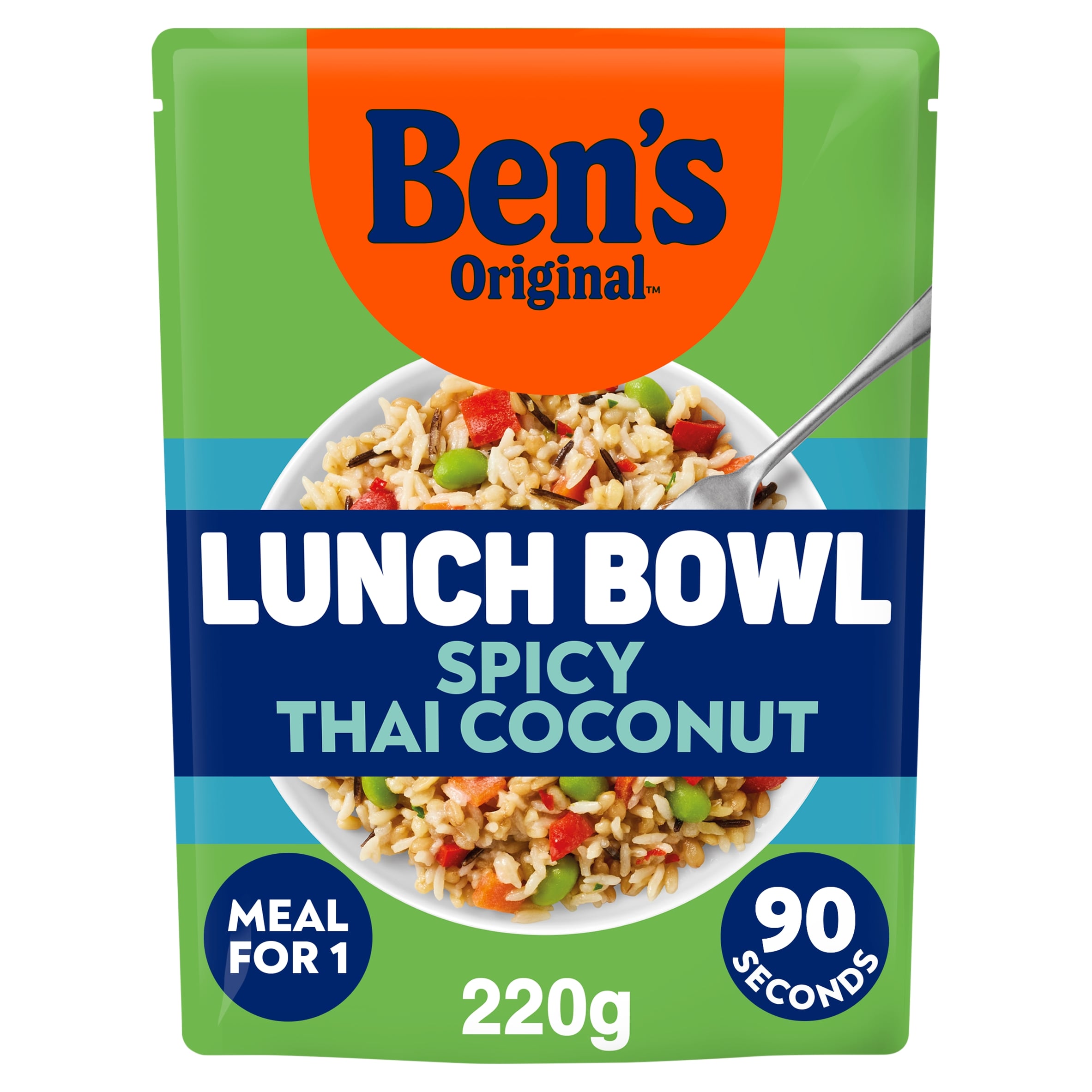 Bens Original Lunch Bowl Spicy Thai Coconut Microwave Grains and Rice Instant Meal 220g