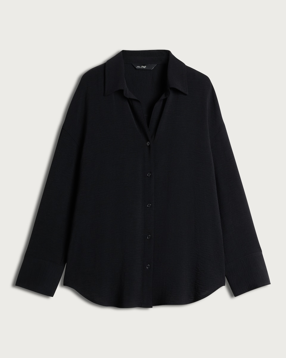 image 1 of F&F Button Up Collared Co-ord Shirt in Black