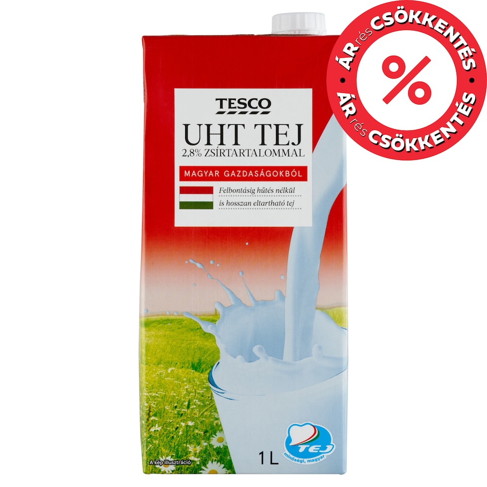 Tesco UHT félzsíros tej 2,8% 1 l