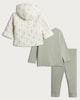 image 2 of F&F Baby 3-Piece Quilted Jacket, Ribbed Top and Leggings Set in Cream