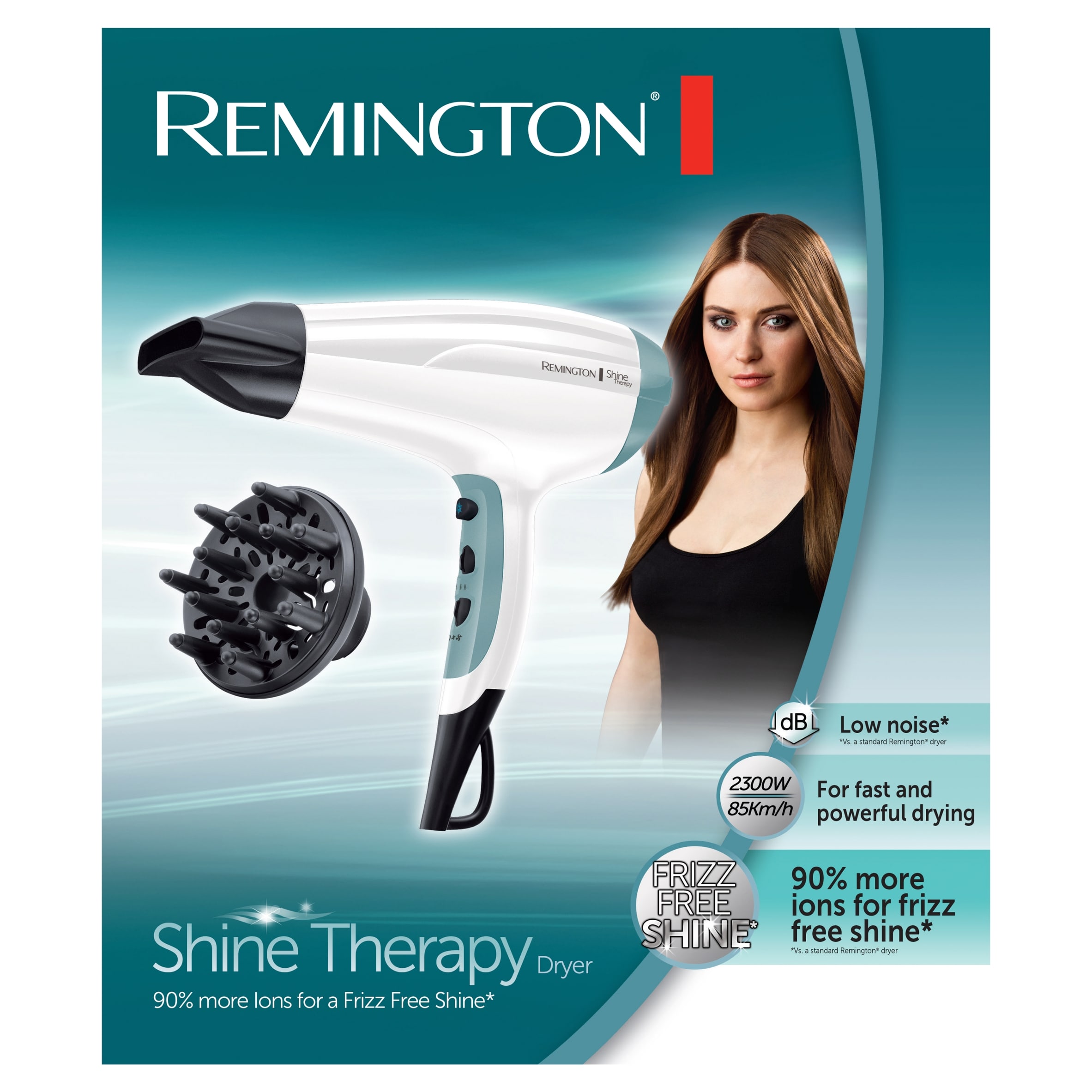 REMINGTON Shine Therapy D5216 Hair Dryer - White & Teal