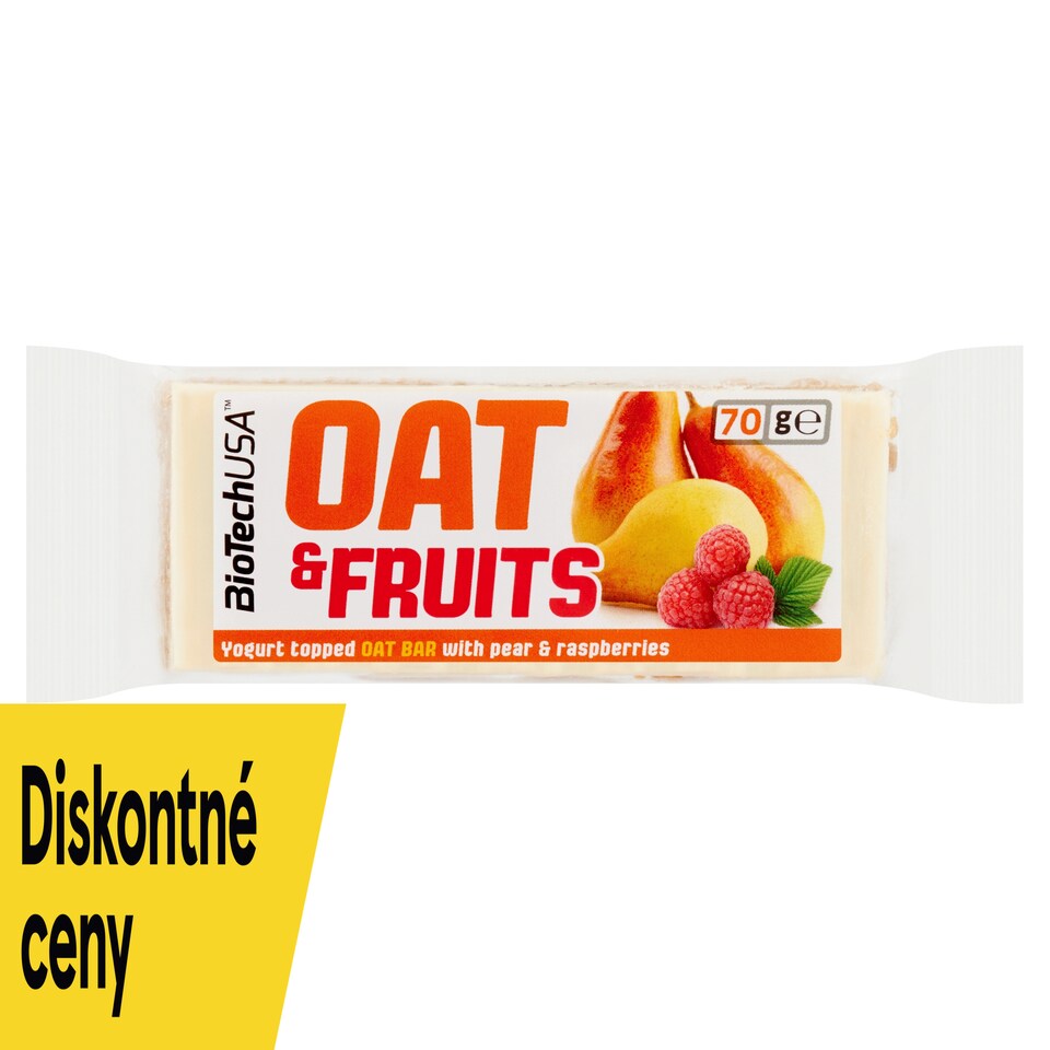obrázok 1 z BioTechUSA Oat and Fruits ovsená tyčinka s jogurtovou polevou a s kúskami hrušky a malín 70 g