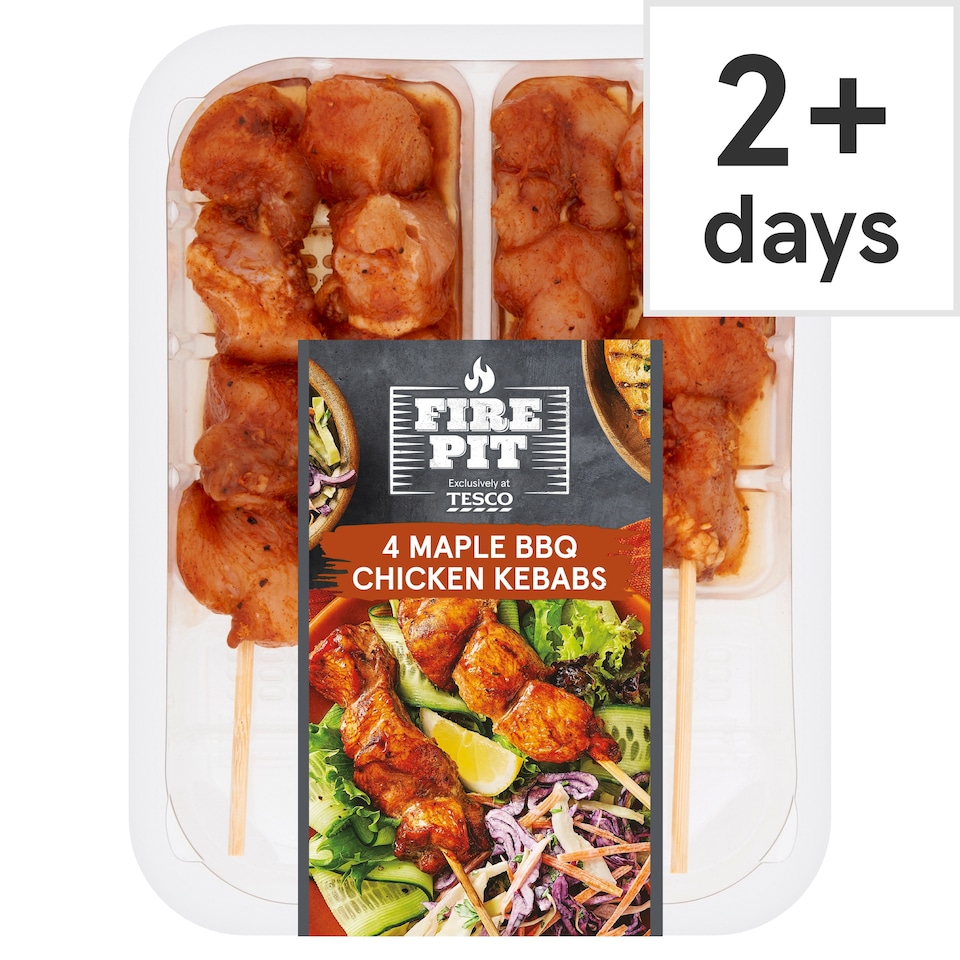 FIRE PIT Tesco Fire Pit 4 Maple Bbq Chicken Kebabs 260G