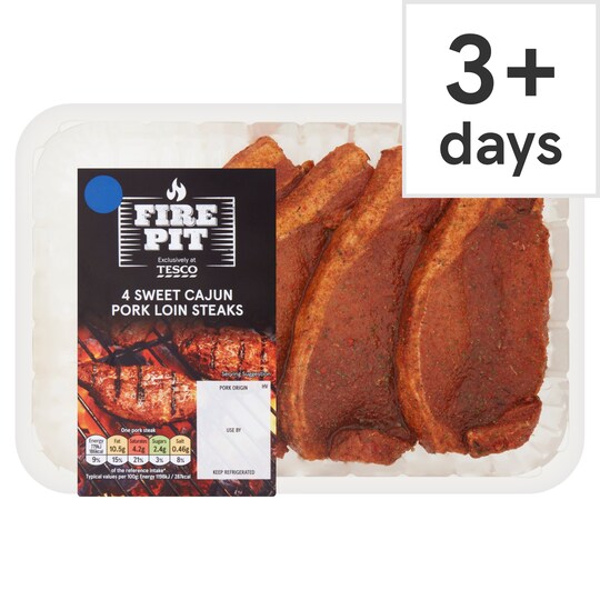 Tesco Fire Pit 4 Sweet Cajun Loin Steaks 400G Tesco Groceries