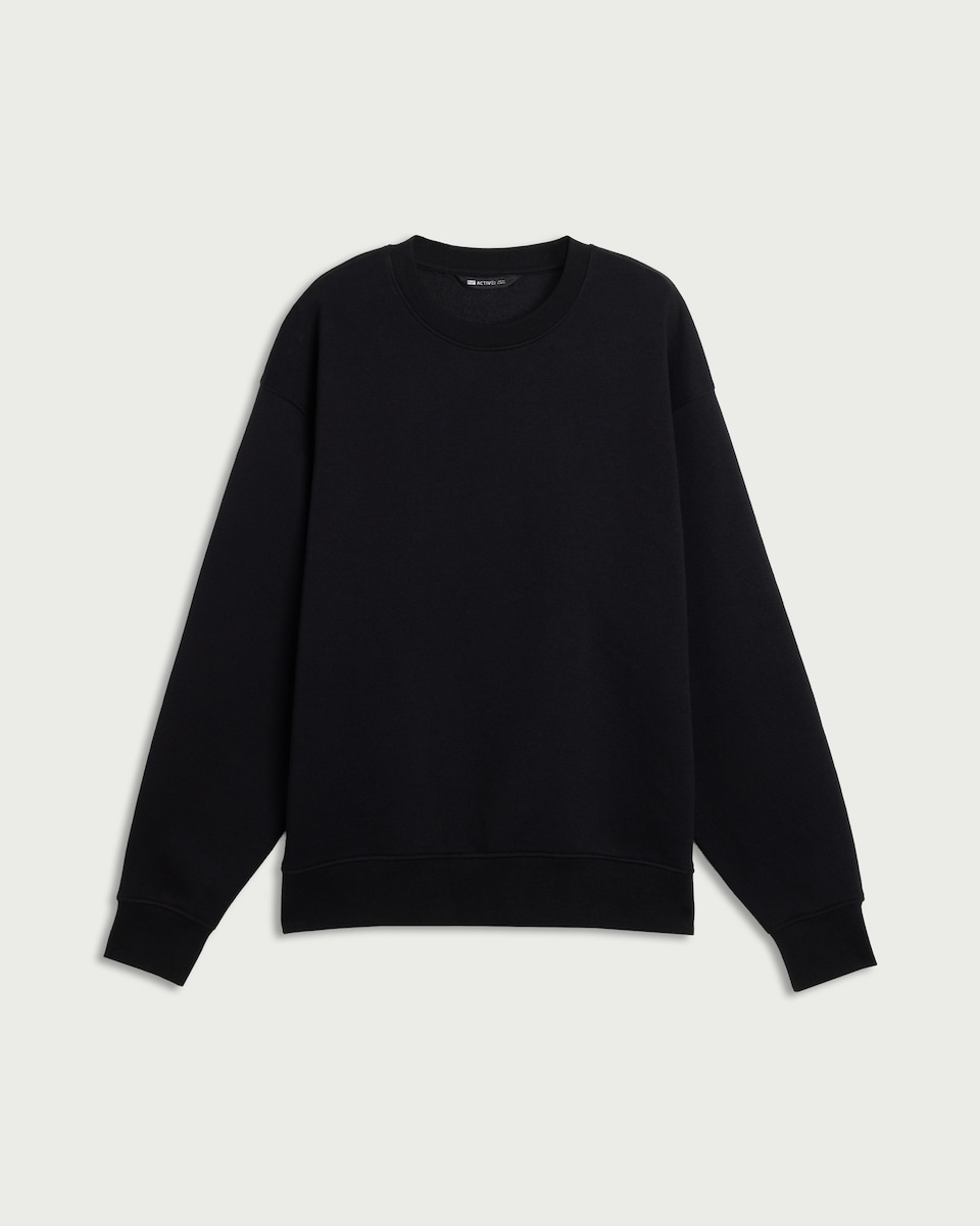 image 1 of F&F Active EVERYHOUR Cotton Rich Crew Neck Sweatshirt in Black