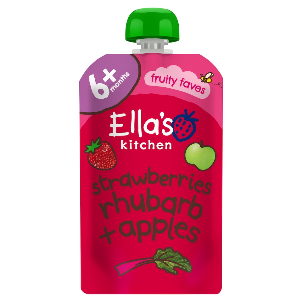 image 1 of Ella's Kitchen Organic Strawberries, Rhubarb and Apples Baby Pouch 6+ Months 120g