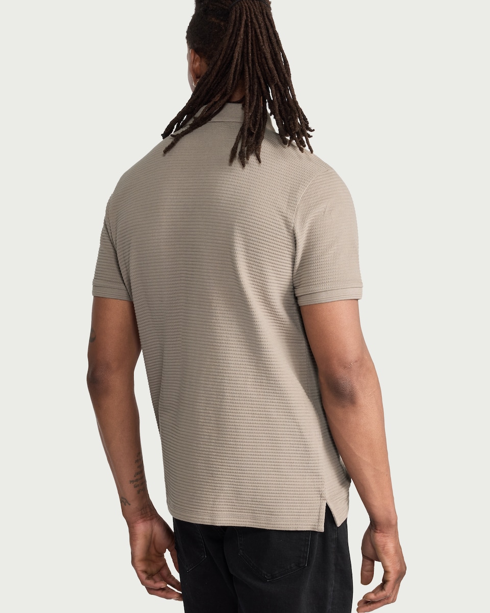 image 1 of F&F Cotton Rich Textured Polo Shirt in Stone