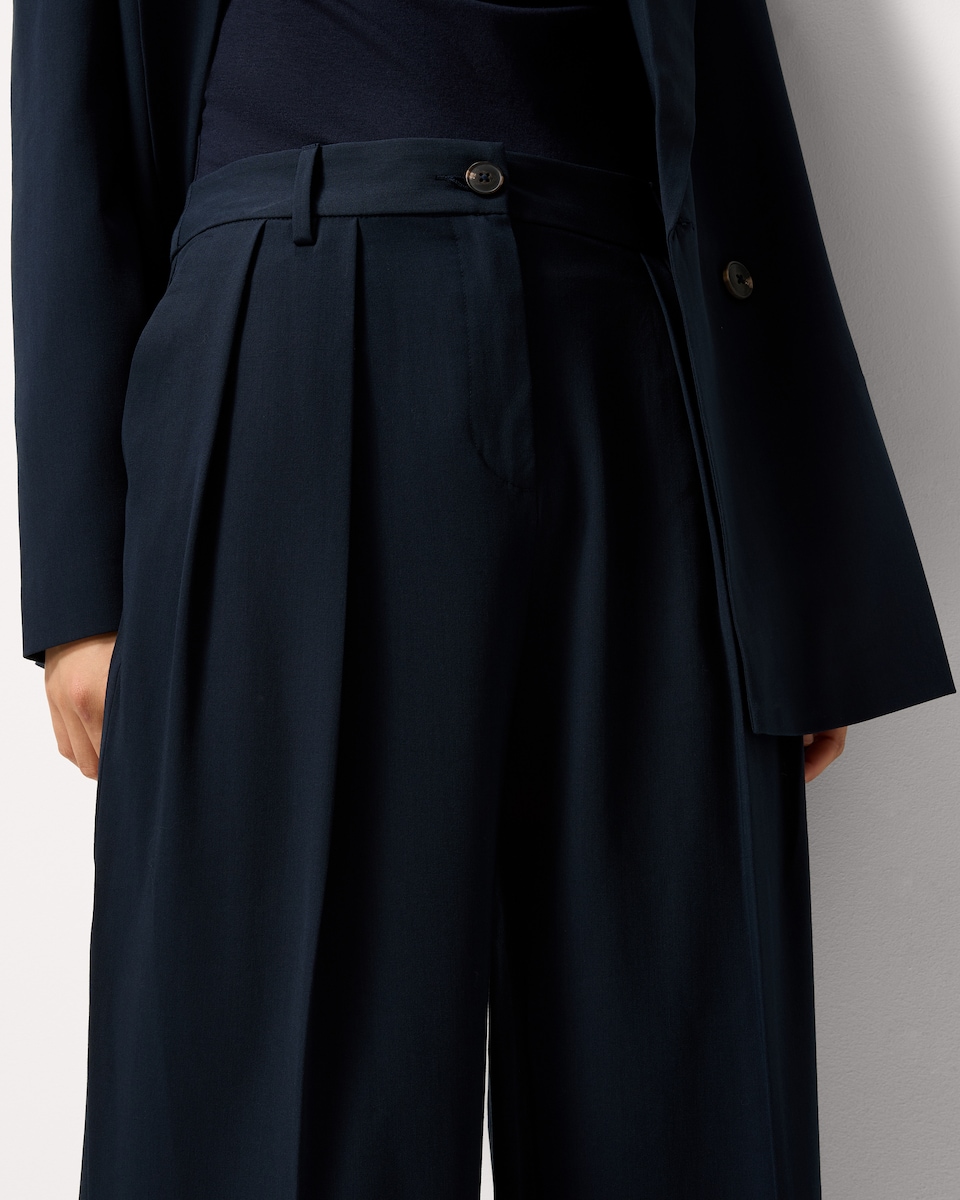 image 1 of F&F Pleated Wide Leg Co-ord Trousers in Navy