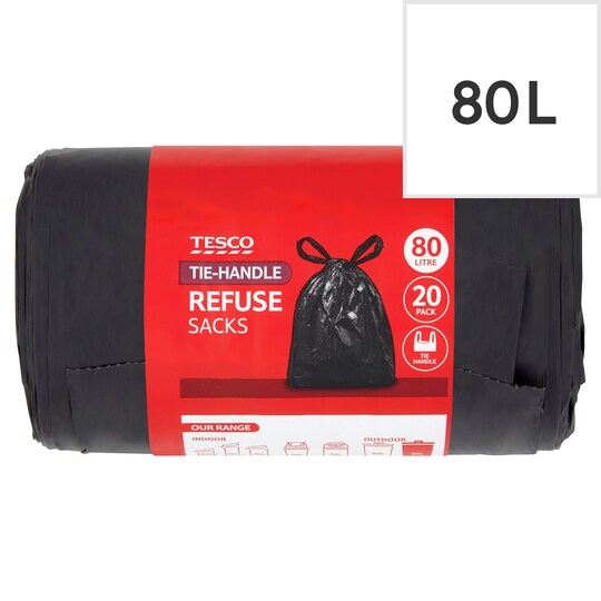 Tesco Tie Handle Refuse Sack 20 Pack (80L) Tesco Groceries