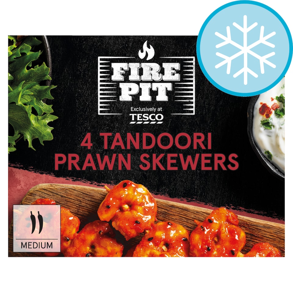 Tesco Fire Pit 4 Tandoori Prawn Skewers 160g