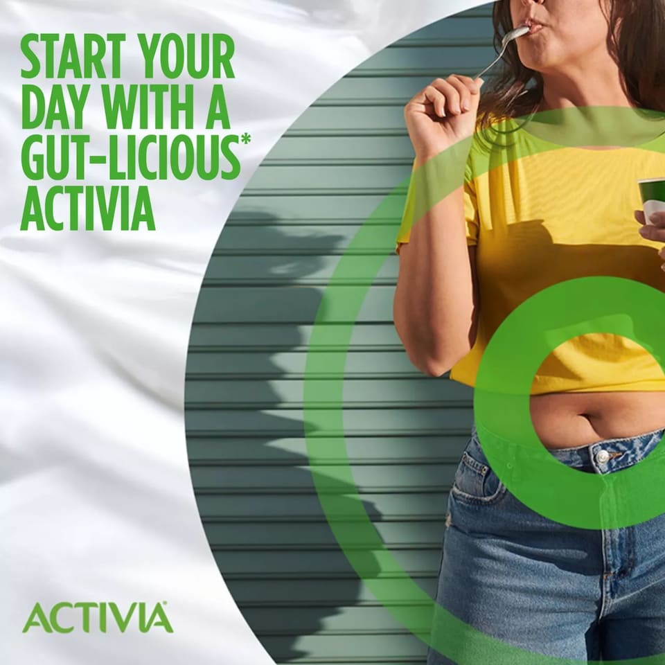 image 1 of Activia Strawberry & Mixed Fruit Fat Free Gut Health Yoghurt Multipack 8x115g