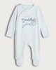 image 1 of F&F Baby Pure Cotton I Love My Daddy Baby Embroidered Sleepsuit in Blue