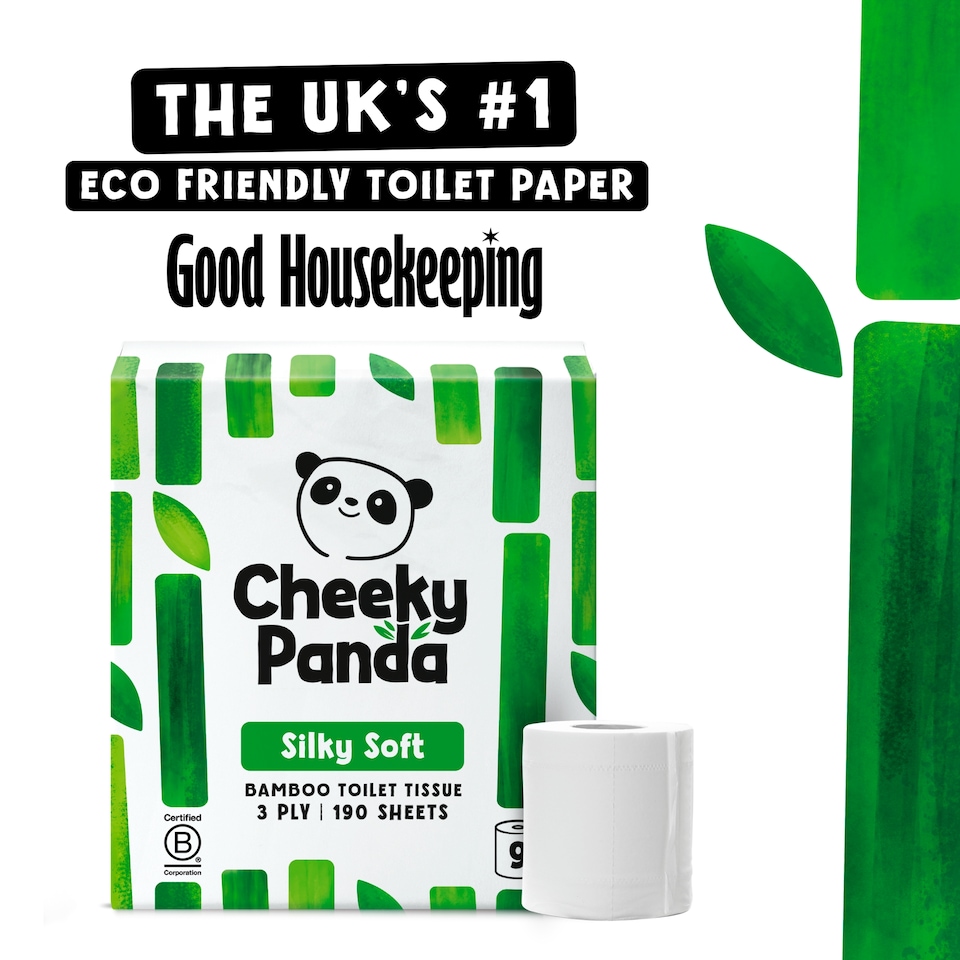 image 1 of Cheeky Panda Silky Soft Bamboo 3ply Toilet Tissue 9 rolls