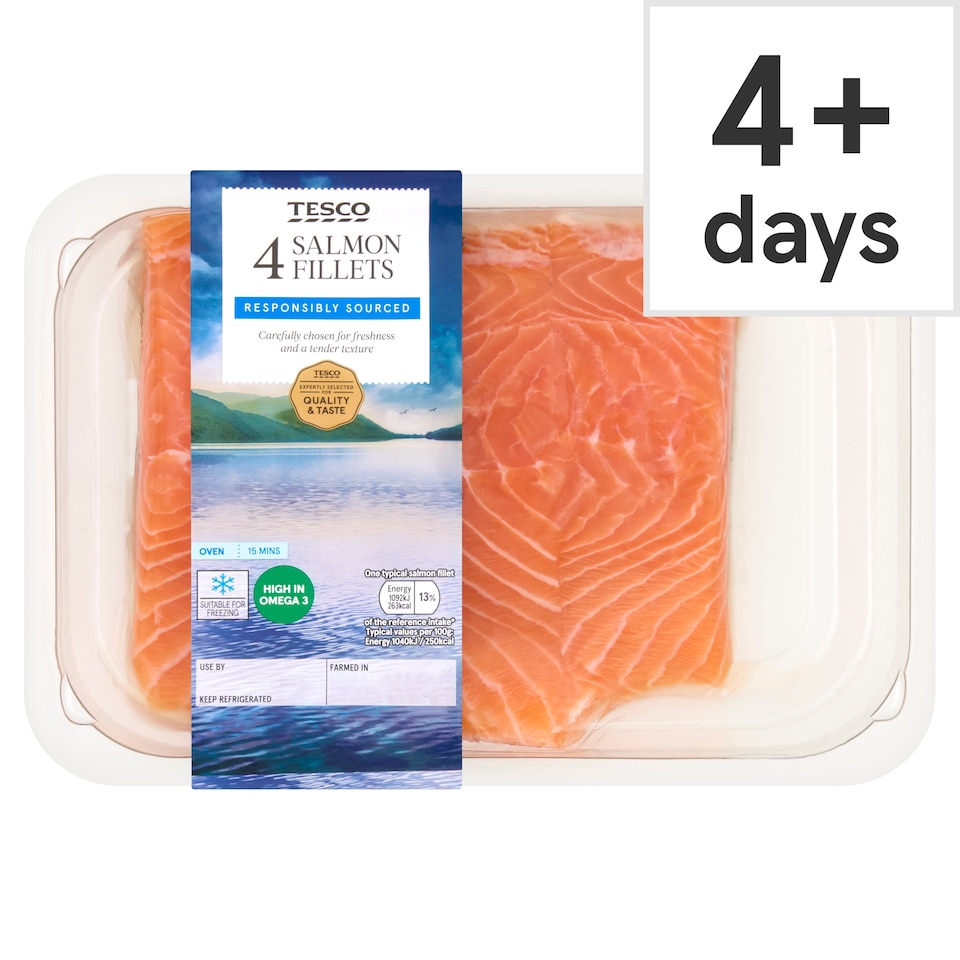 Tesco 4 Salmon Fillets 440G