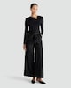 image 2 of F&F Satin Wide Leg Tie Waist Trousers in Black