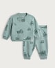 image 1 of F&F Baby 2-Piece Cotton Blend Digger Print Sweatshirt and Joggers Set in Mint