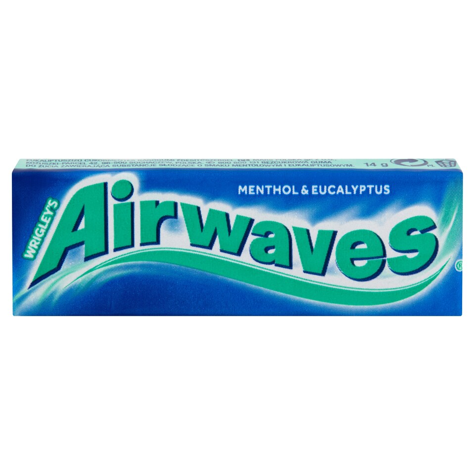 Airwaves Menthol & Eucalyptus mentol- és eukaliptuszízű cukormentes rágógumi édesítőszerrel 14 g  1. kép