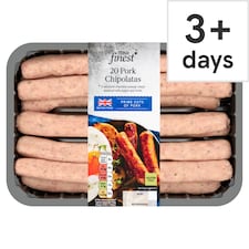 Tesco Finest 20 British Pork Chipolatas 625G