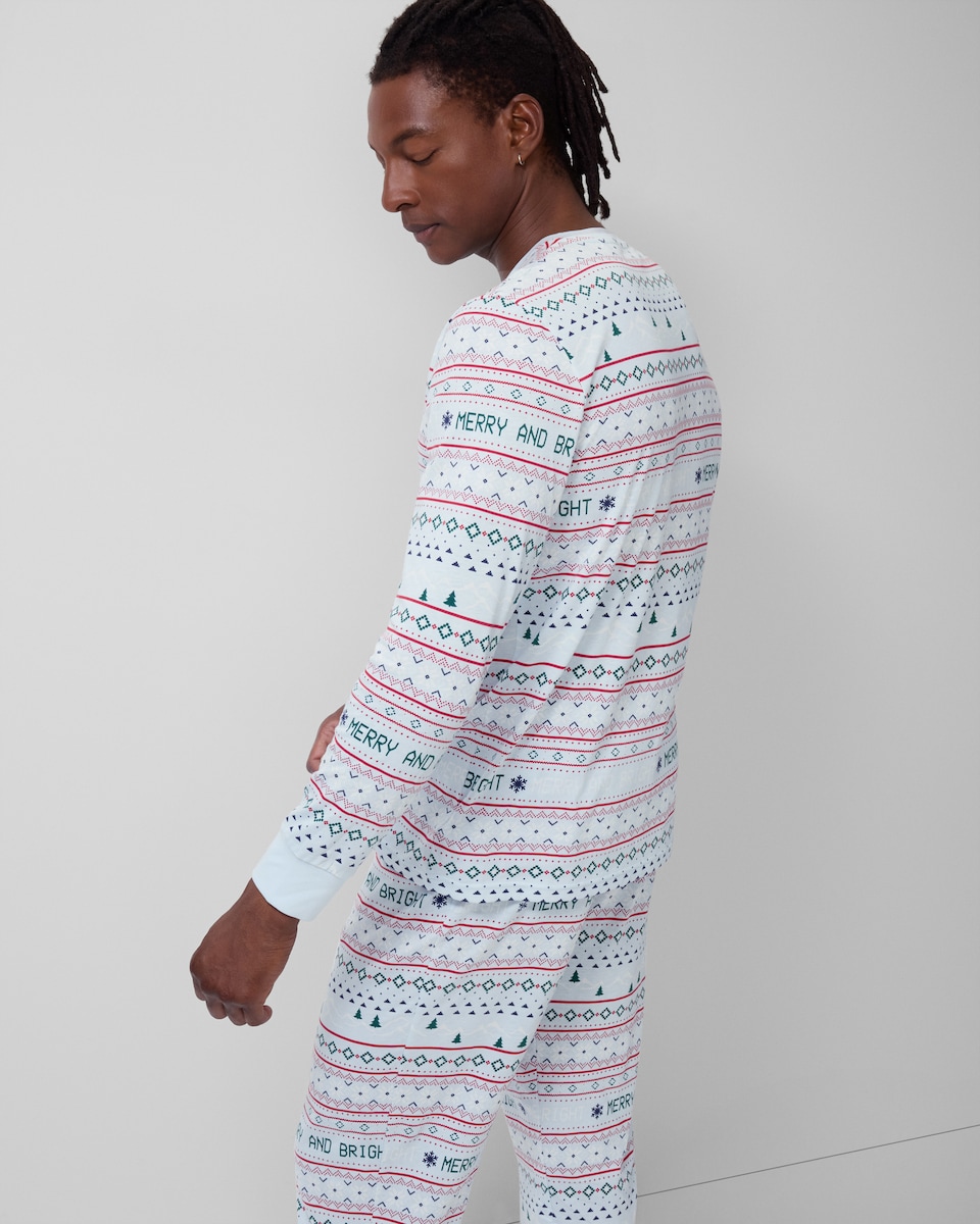 image 1 of Christmas Pure Cotton Fair Isle Matching Family Pyjama Set in Multi Blue