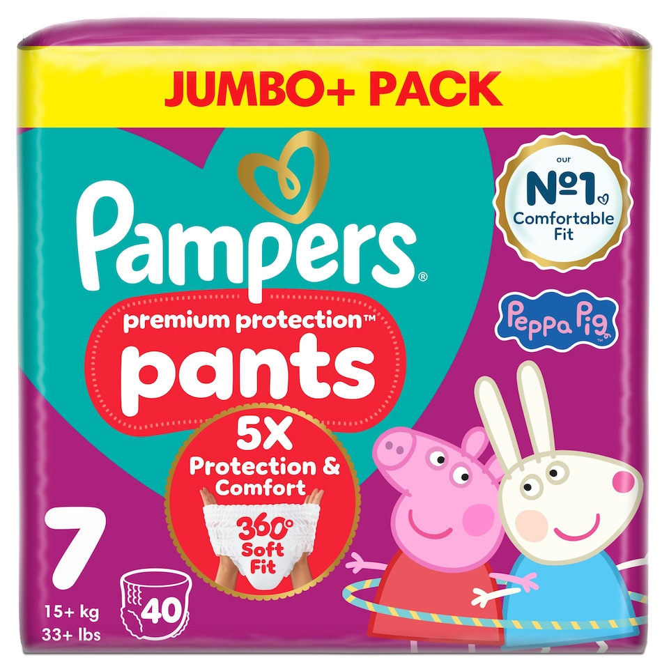 image 1 of Pampers Premium Protection Nappy Pants Jumbo Pack Size 7 40 Pack