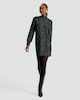 image 1 of F&F Sequin Embellished Knit High Neck Dress in Black