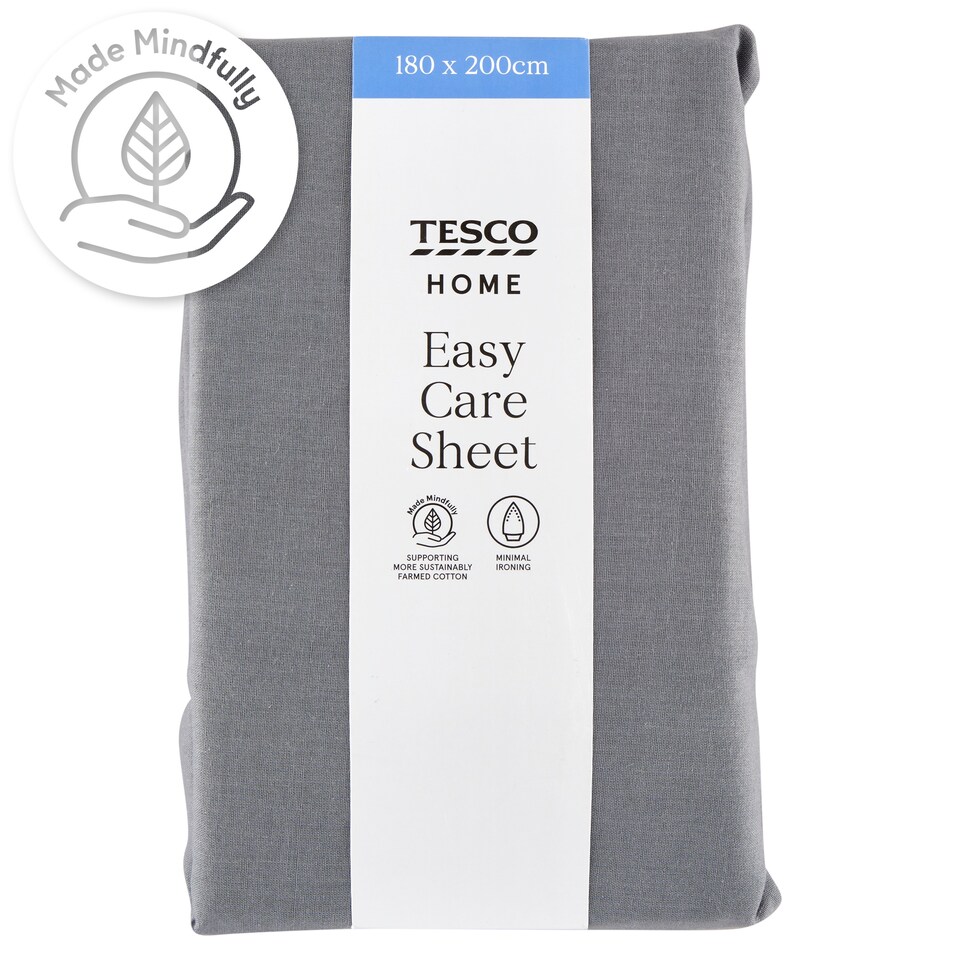 Tesco Home Easy Care szürke lepedő 180 x 200 cm