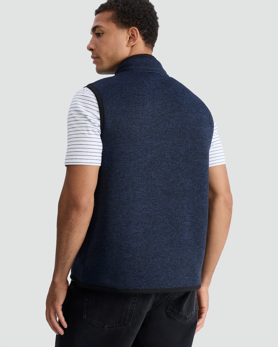 image 1 of F&F Snit Textured Zip Through Sleeveless Gilet in Navy
