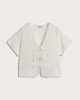 image 4 of The F&F Edit Pure Cotton Double Cloth Embroidered Tie Front Pyjama Top in White