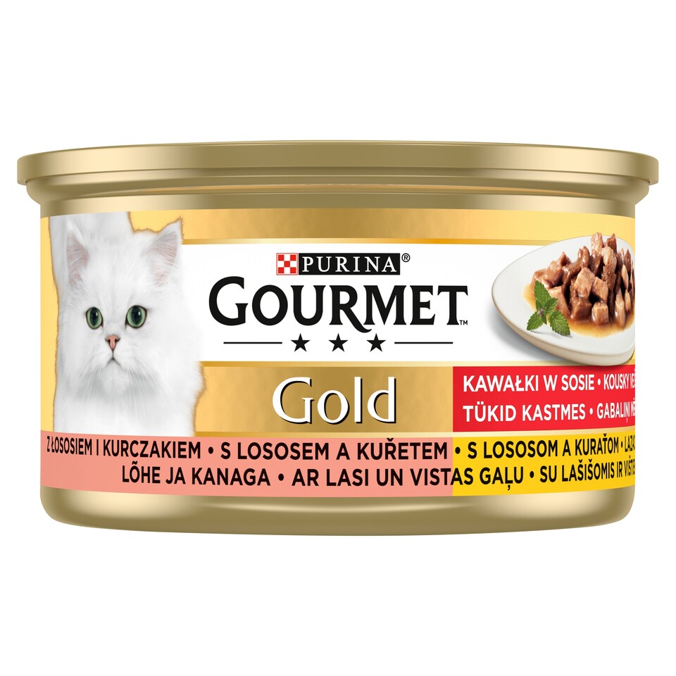 GOURMET Gold Pieces in Juice with Salmon and Chicken 85g