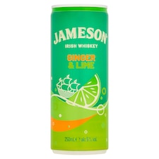 Jameson Triple Distilled Irish Whiskey Ginger Ale & Lime 250ml