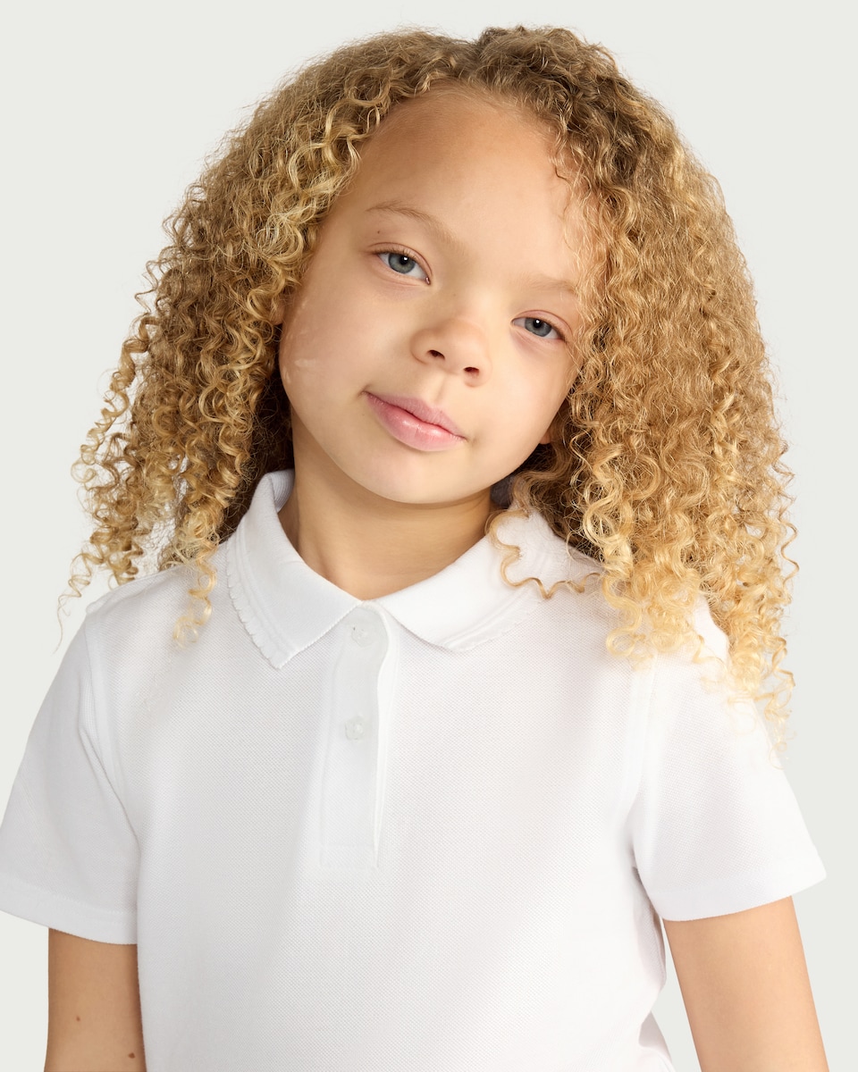 image 1 of F&F School Girls 3-Pack Pure Cotton Regular Fit Polo Shirts in White