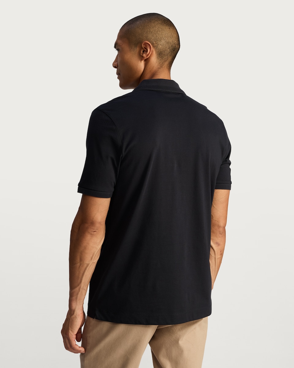 image 1 of The F&F Edit Supima® Cotton Zip Neck Polo Shirt in Navy