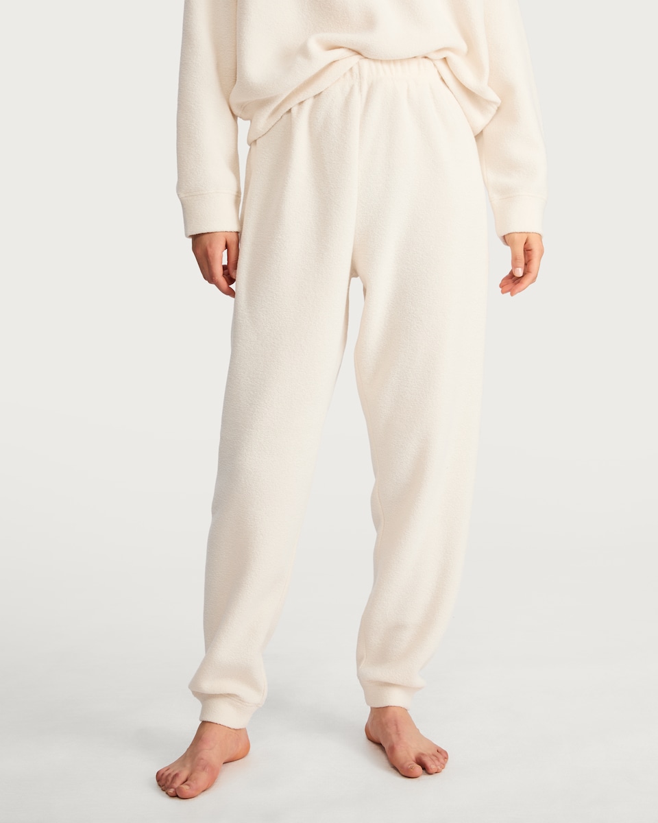 image 1 of F&F Towelling Cuffed Pyjama Bottoms in Cream