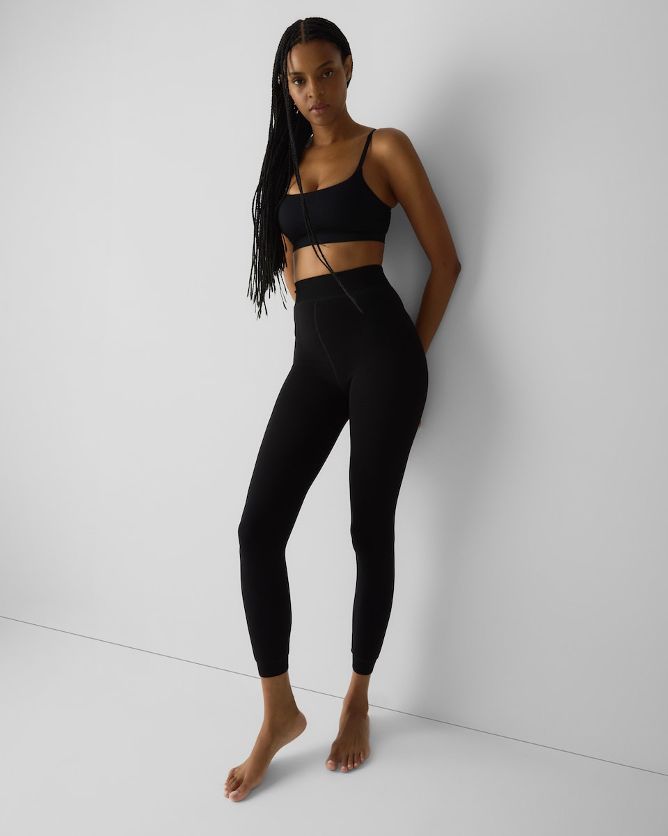 image 1 of F&F WARMPLUS™ Medium Warmth Thermal Velvet Footless Tights in Black