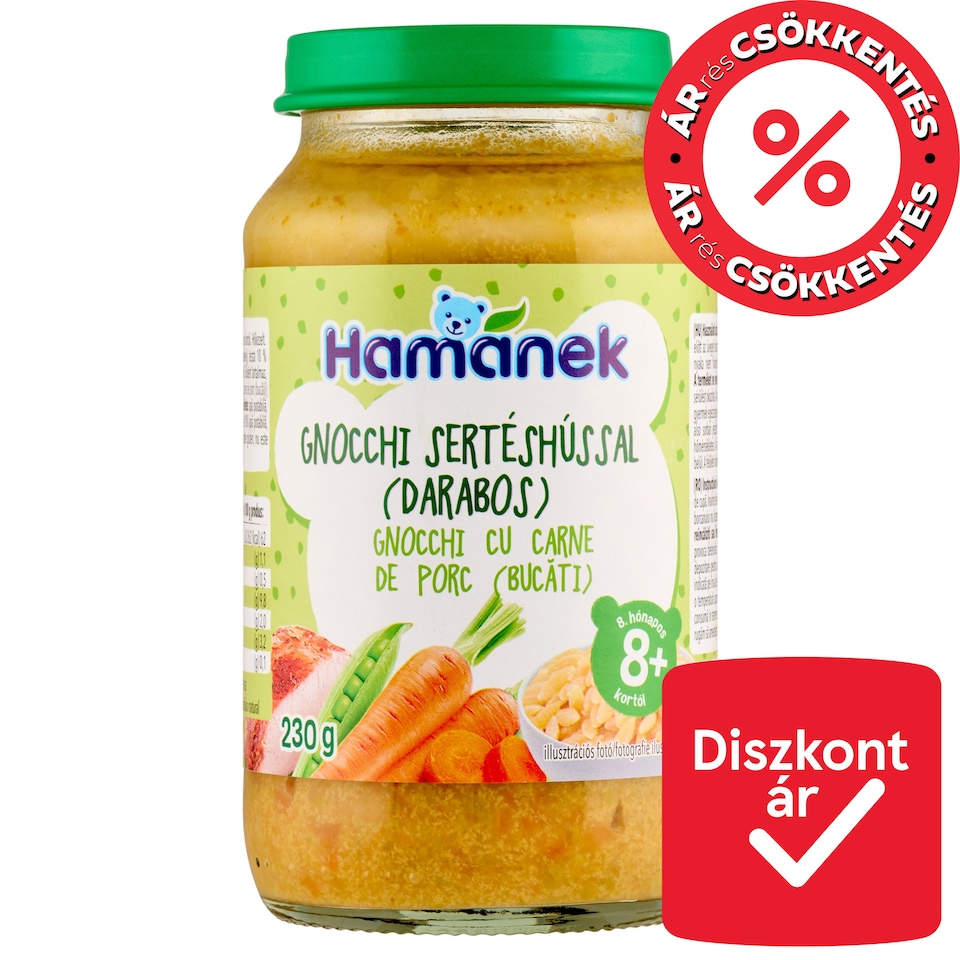 Hamánek gnocchi sertéshússal bébiétel 8+ hónapos kortól 230 g