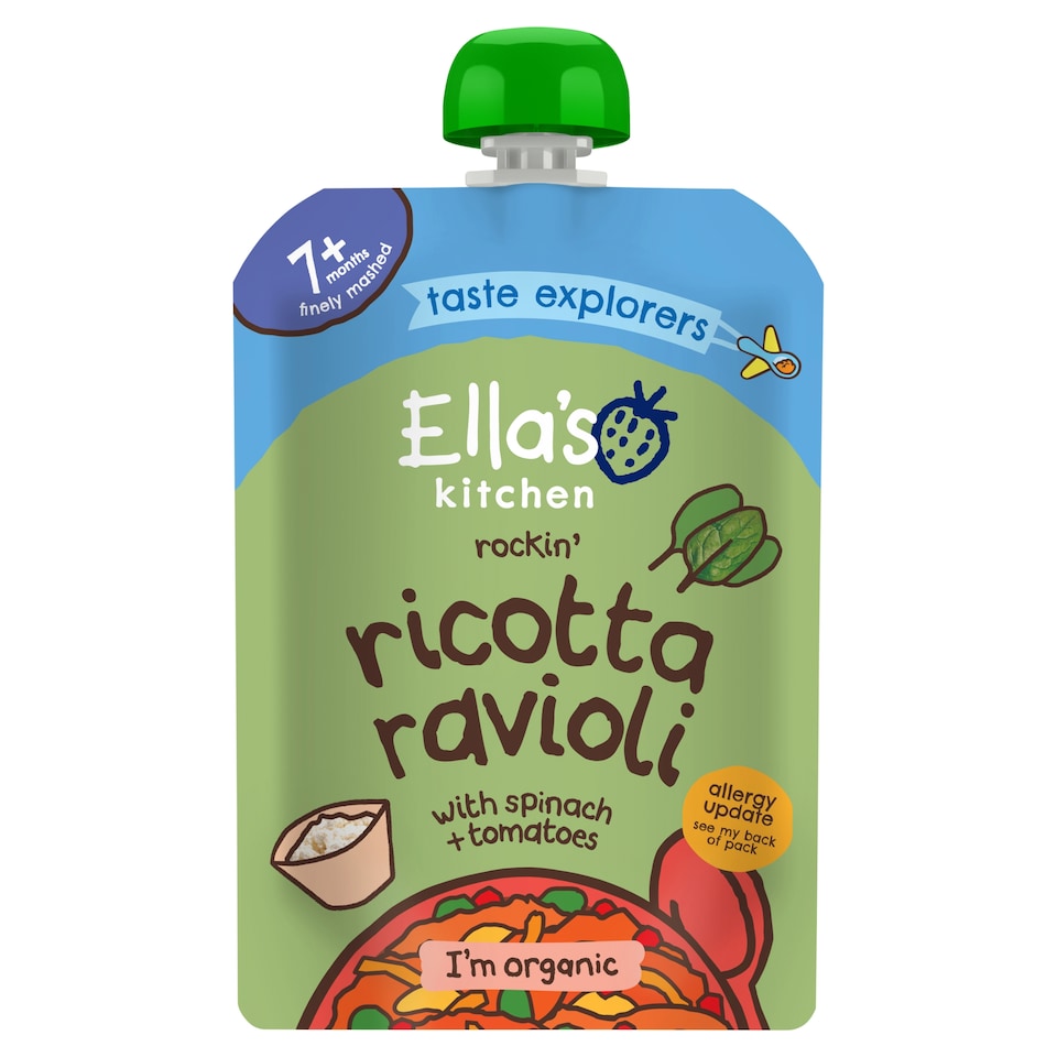 image 1 of Ella's Kitchen Organic Spinach and Ricotta Pasta Baby Pouch 7+ Months 130g 