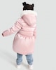 image 4 of F&F Girls Faux Fur Hood Bow Detail Longline Puffer Coat in Pink
