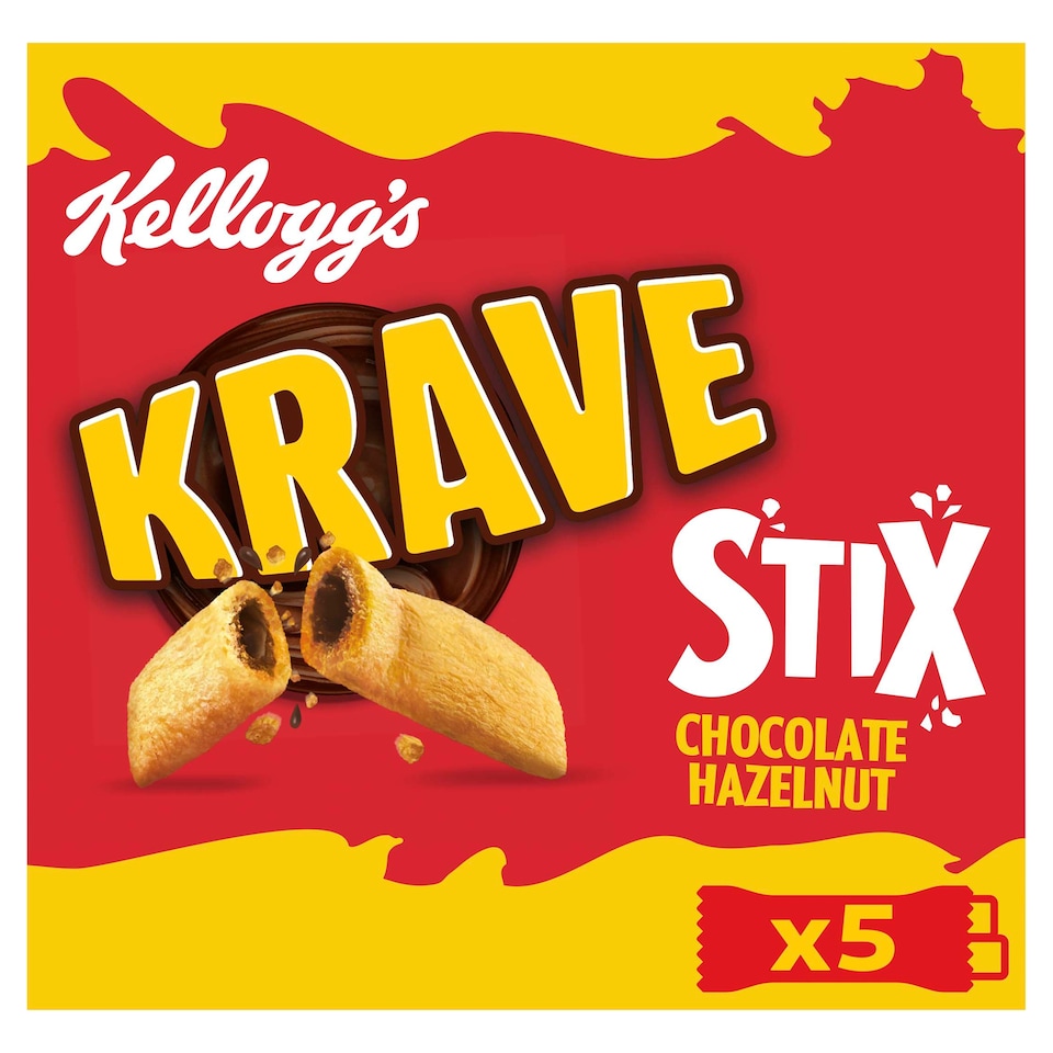 image 1 of Kellogg's Krave Stix Chocolate Hazelnut Cereal Bars Multipack, 5x20.5g