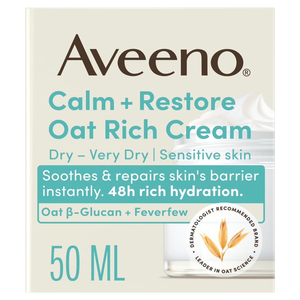 image 1 of Aveeno Face Calm + Restore Oat Rich Cream 50ml