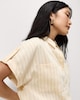 image 1 of F&F Modal Rich Pinstripe Short Sleeved Shirt in Cream