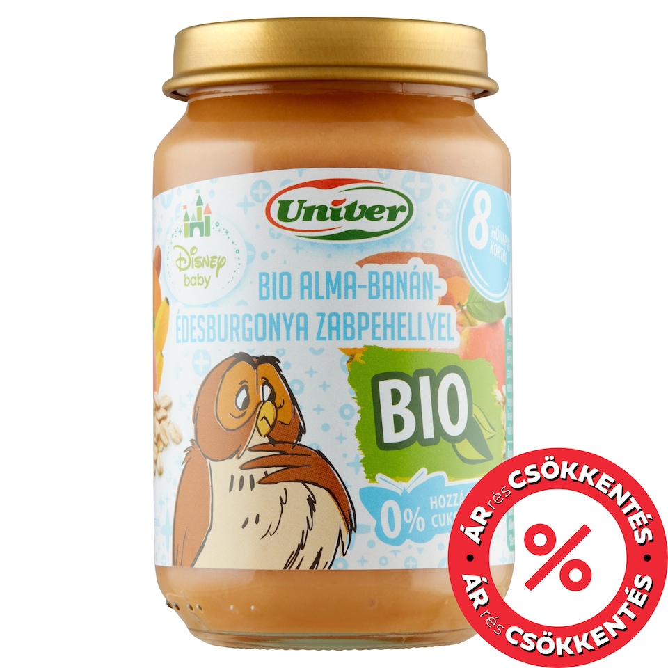 Univer Disney Baby bio alma-banán-édesburgonya zabpehellyel bébidesszert 8 hónapos kortól 163 g