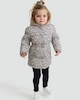 image 1 of F&F Girls Leopard Print Belted Hooded Puffer Coat in Multi Brown